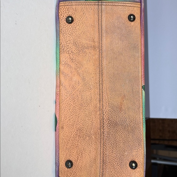 Anna by Anuschka Hand Painted Leather Floral Hobo Shoulder Bag Boho - Picture 4 of 11